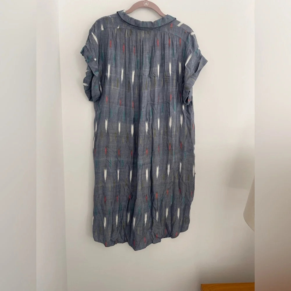 Faherty Ikat Easy Tunic Dress 100% Viscose Boho Beach Coverup Pockets Size L - Picture 4 of 7